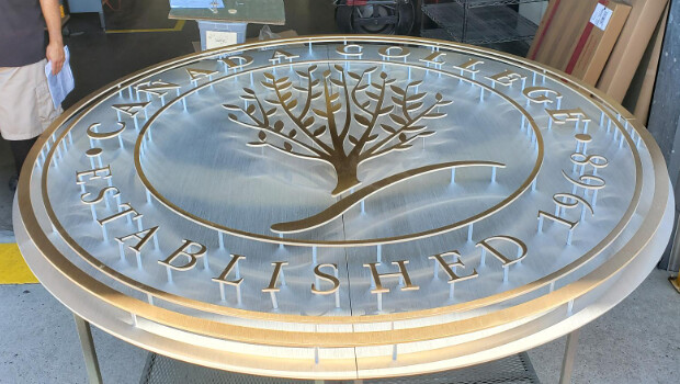 Bronze letters customer installed in path use of our lettering in walkways paths or other 'faceup' installations voids our lifetime material warranty