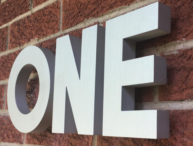 Clear Anodized Aluminum letters  1" thick