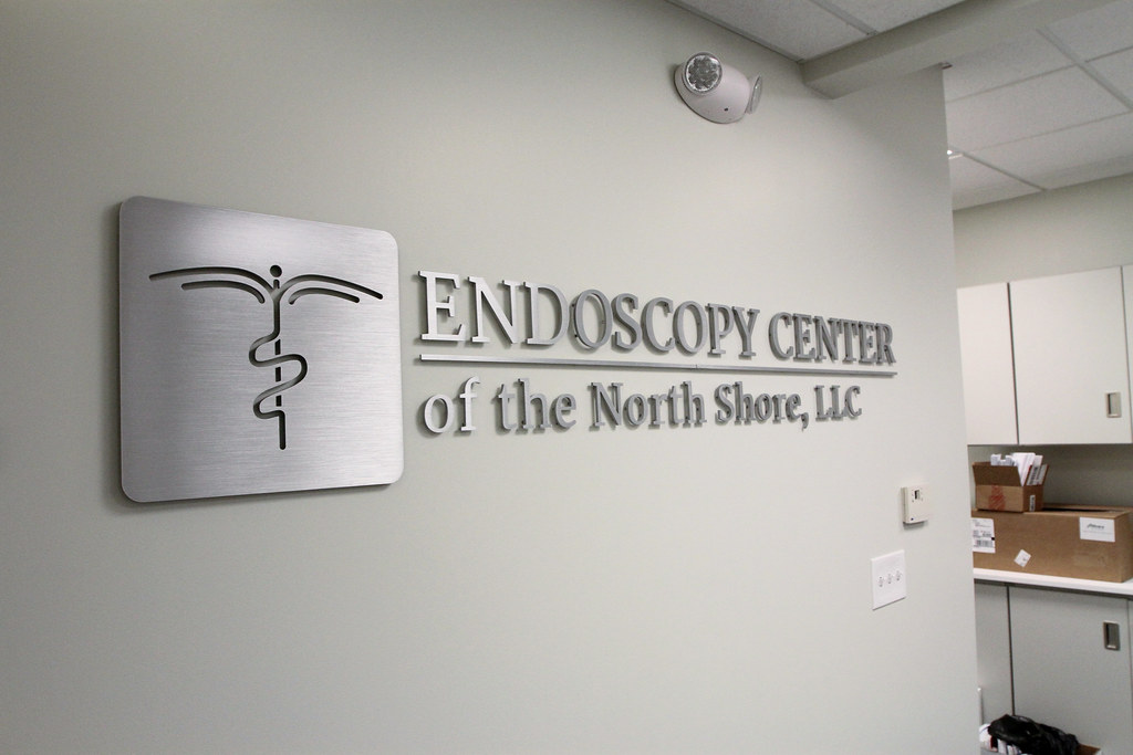 logo and lettering in stainless steel for medical office sign