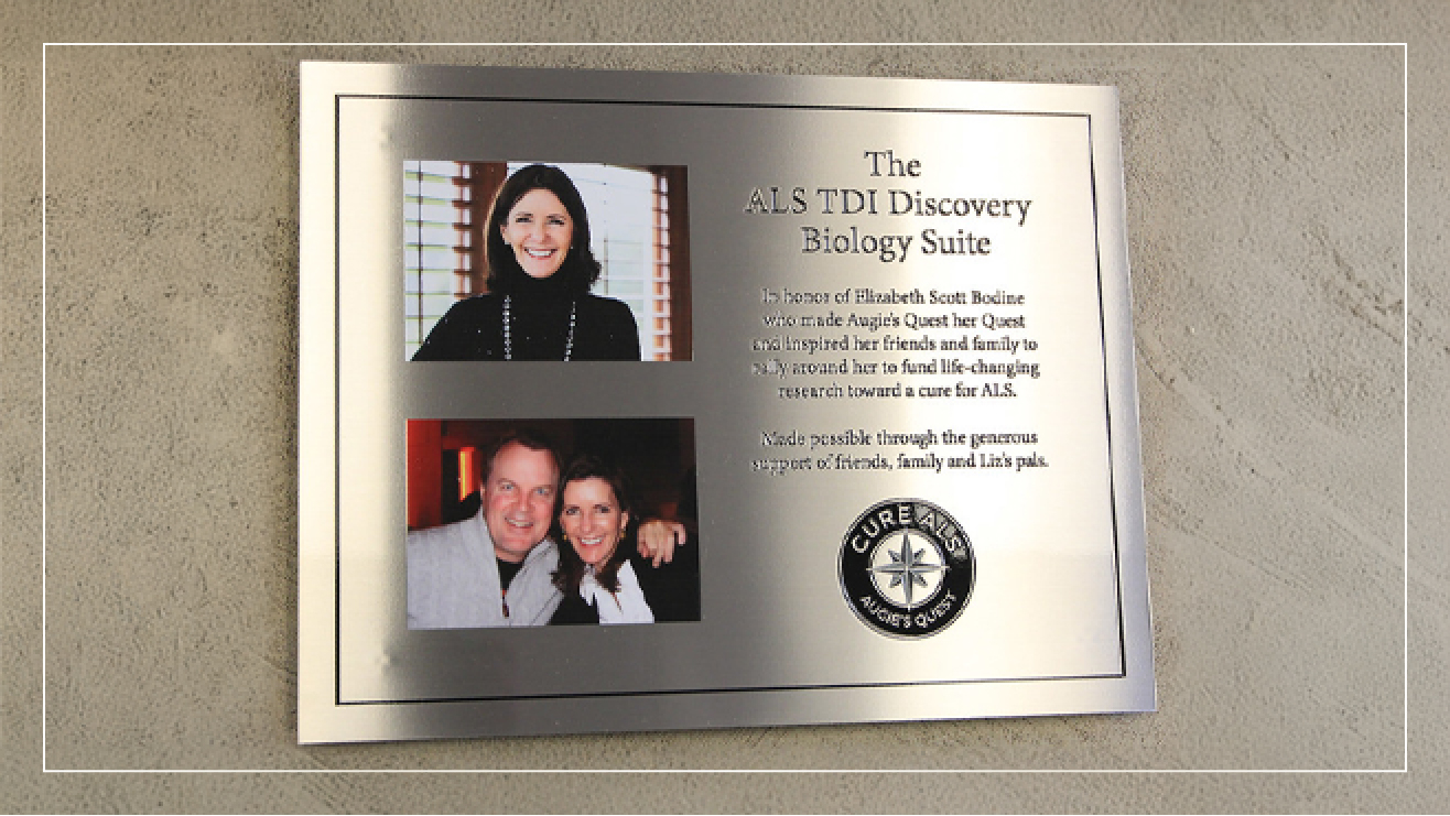 Memorial plaque honoring Elizabeth Scott Bodine.